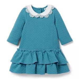 Janie and Jack Raincloud Blue Lace Collared Matelasse dress, 5, MSRP $59